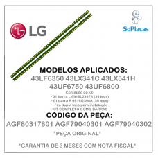 KIT BARRAMENTO LED LG 43LF6350 43LX341C 43LX541H 43UF6750 43UF6800 AGF80317801 - NOVO